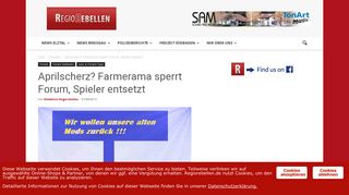 
                            12. Aprilscherz? Farmerama sperrt Forum, Spieler entsetzt - Regiorebellen