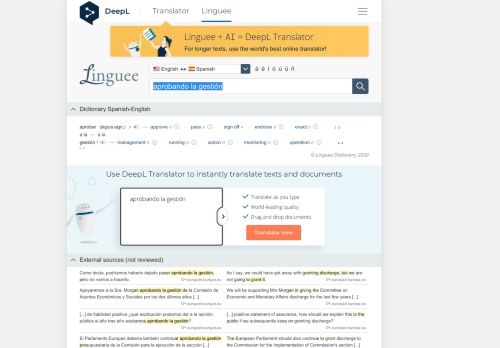 
                            8. aprobando la gestión - English translation – Linguee