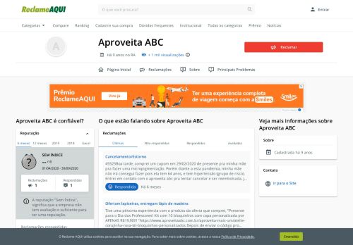 
                            4. Aproveita ABC - Reclame Aqui