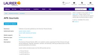 
                            13. APS Journals | Laurier Library