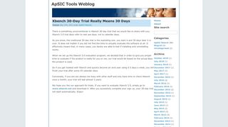 
                            2. ApSIC Tools Weblog » Xbench 30-Day Trial Really Means 30 Days