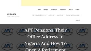 
                            10. APT Pensions: Their Office Address In Nigeria And How To Open A ...