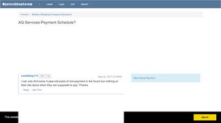 
                            8. AQ Services Payment Schedule? - Mystery Shopping Forum
