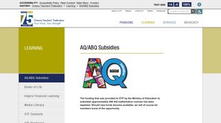 
                            6. AQ/ABQ Subsidies | Ontario Teachers' Federation