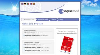 
                            7. aqua med | Kundenportal -Wähle eine dive card