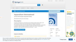 
                            1. Aquaculture International - Springer