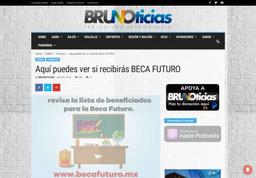 
                            13. Aquí puedes ver si recibirás BECA FUTURO - Brunoticias