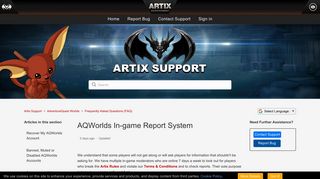 
                            9. AQWorlds In-game Report System – Artix Support