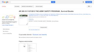 
                            8. AR 385-10 11/27/2013 THE ARMY SAFETY PROGRAM , Survival Ebooks