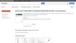 
                            4. AR 621-5 07/11/2006 ARMY CONTINUING EDUCATION SYSTEM , Survival Ebooks - Google Books-Ergebnisseite