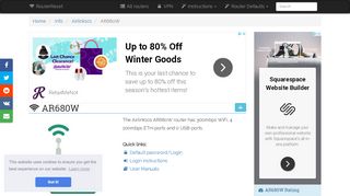 
                            11. AR680W Default Password & Login, Manuals and Reset Instructions ...