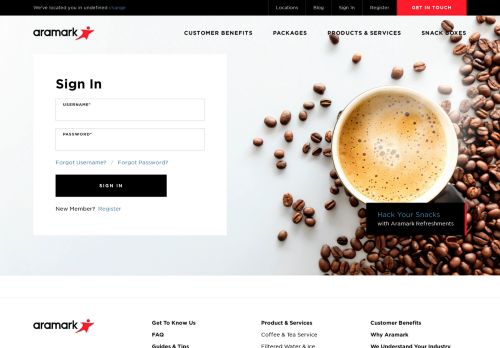 
                            3. Aramark Login Page