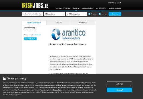 
                            9. Arantico Software Solutions Jobs and Reviews on Irishjobs.ie
