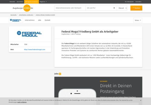 
                            10. Arbeitgeber: Federal Mogul Friedberg GmbH - AugsburgerJOBS.de