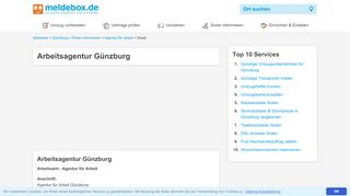 
                            5. Arbeitsagentur Günzburg - Öffnungszeiten Arbeitsamt - Meldebox.de