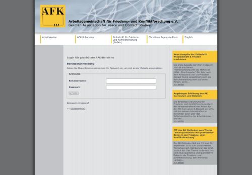 
                            7. Arbeitsgemeinschaft für Friedens- und Konfliktforschung (AFK): Login