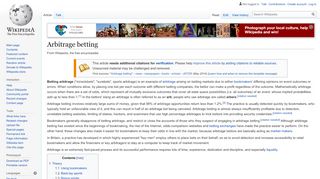 
                            3. Arbitrage betting - Wikipedia