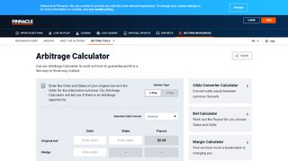 
                            8. Arbitrage calculator - Arb betting calculator | Pinnacle - Pinnacle Sports