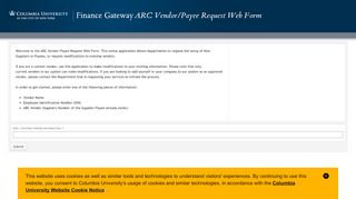 
                            1. ARC Vendor/Payee Request Web Form - Columbia University