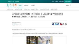 
                            10. Arcapita Invests in NuYu, a Leading Women's Fitness ...