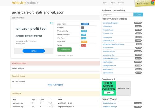 
                            9. Archercare : Website stats and valuation