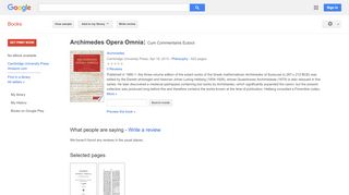 
                            11. Archimedes Opera Omnia: Cum Commentariis Eutocii