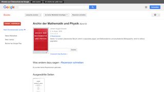 
                            10. Archiv der Mathematik und Physik