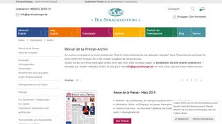 
                            2. Archiv – Französisch Sprachzeitung Revue de la Presse