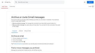 
                            5. Archiviare o disattivare i messaggi di Gmail - Computer - Guida di Gmail