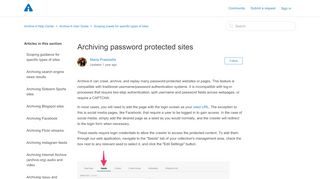
                            9. Archiving password protected sites – Archive-It Help Center