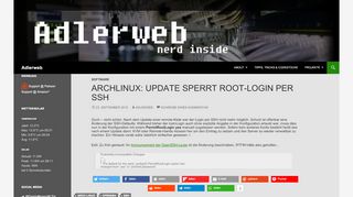 
                            5. ArchLinux: Update sperrt root-Login per SSH | Adlerweb