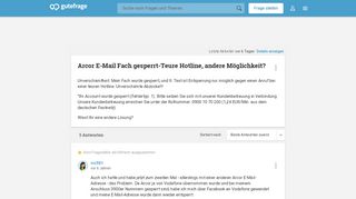 
                            12. Arcor E-Mail Fach gesperrt-Teure Hotline, andere Möglichkeit ...