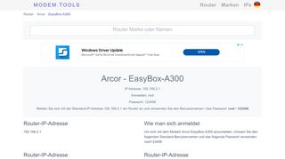 
                            8. Arcor EasyBox-A300 Standard-Router-Login und Passwort