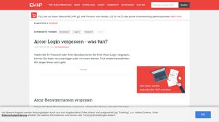 
                            3. Arcor-Login vergessen - was tun? - CHIP