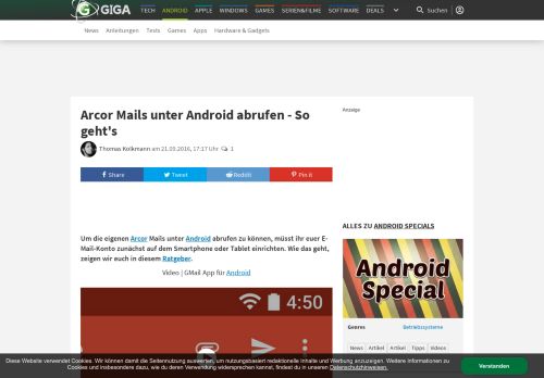 
                            10. Arcor Mails unter Android abrufen – So geht's – GIGA
