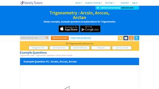 
                            11. Arcsin, Arccos, Arctan - Trigonometry - Varsity Tutors