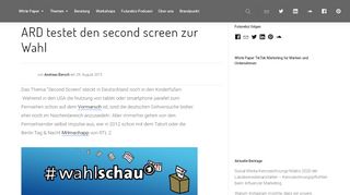 
                            8. ARD testet den second screen zur Wahl - Futurebiz.de