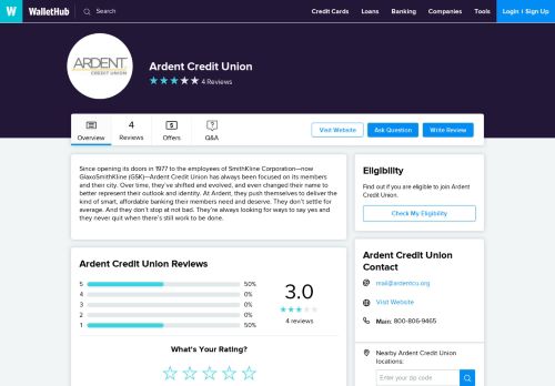 
                            12. Ardent Credit Union Reviews - WalletHub