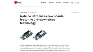 
                            13. Arduino introduces new boards featuring u‑blox wireless technology ...