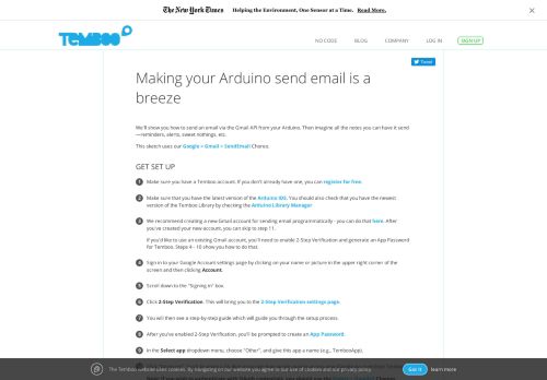 
                            11. Arduino: Send emails from your Arduino with Temboo and Gmail