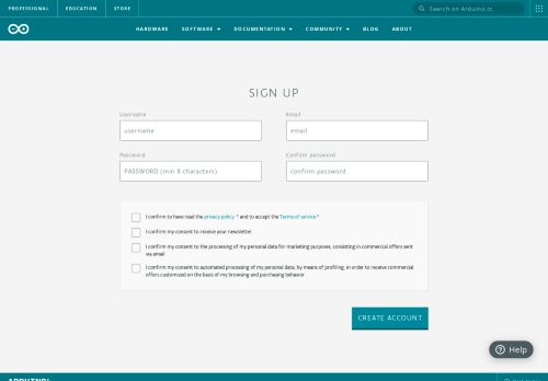 
                            3. Arduino SSO - Sign Up