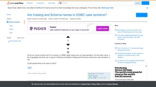 
                            5. Are Catalog and Schema names in ODBC case sensitive? - Stack Overflow