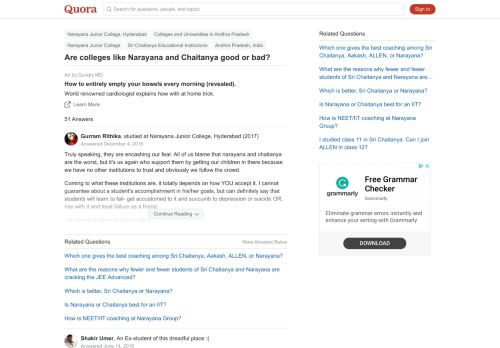 
                            11. Are colleges like Narayana and Chaitanya good or bad? - Quora