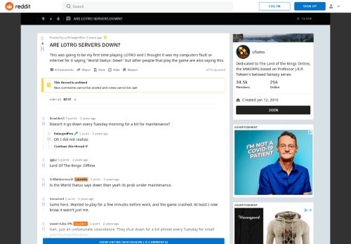 
                            7. ARE LOTRO SERVERS DOWN? : lotro - Reddit