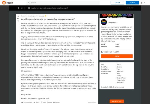 
                            7. Are the sex game ads on pornhub a complete scam? : gaymers - Reddit