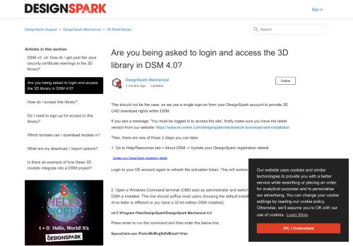 
                            8. Are you being asked to login and access the 3D library in DSM 4.0 ...