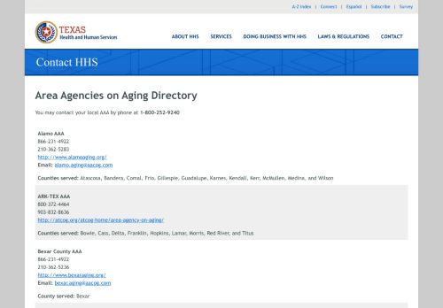 
                            11. Area Agencies on Aging (AAA) - Texas Health and Human Services