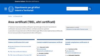 
                            2. Area certificati (TBEL, altri certificati) | Dipartimento per gli affari interni ...