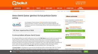 
                            9. Area clienti Quixa online | Facile.it