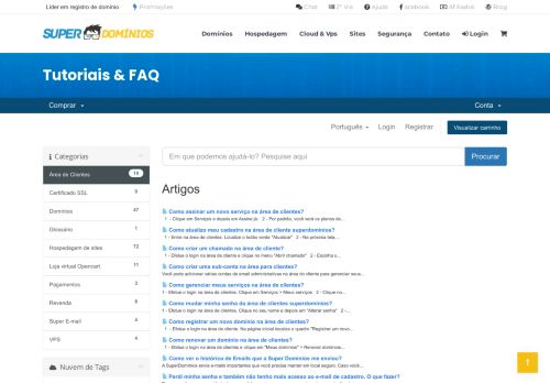 
                            5. Área de Clientes - Tutoriais & FAQ - Superdominios